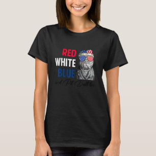 T-shirt Rouge Blanc Bleu & Pitbull Trop Drapeau Américain 