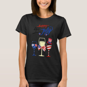 T-shirt Rouge Blanc Bleu Verre de Vin Patriotique Joyeux 4
