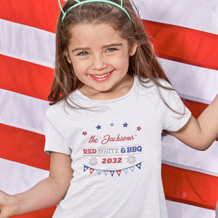 T-shirt Rouge blanc et barbecue 4 juillet feu d'artifice p
