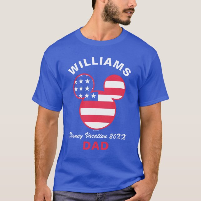 T-shirt Rouge blanc et bleu Mickey | Vacances en famille e (Devant)