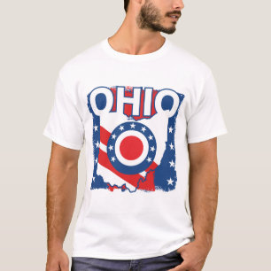 T-shirt Rouge blanc et bleu Patriotique Grunge Ohio