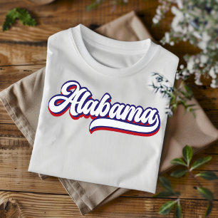 T-shirt rouge blanc et bleu Vintage Alabama