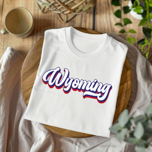 T-shirt rouge blanc et bleu Vintage Wyoming