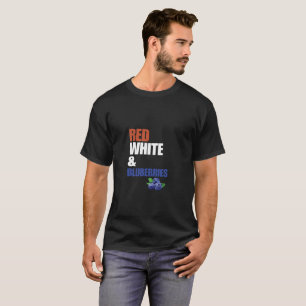 T-shirt Rouge, blanc et bleuets