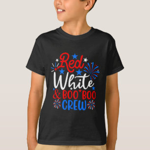T-shirt Rouge Blanc Et Boo Boo Crew Drôle 4 juillet Infirm