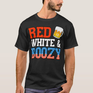 T-shirt Rouge blanc et Boozy Funny 4 juillet Boisson Parc