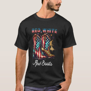T-shirt Rouge Blanc Et Bottes Coquette Cowgirl Mignon 4 Ju