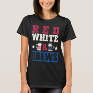 T-shirt Rouge Blanc Et Brasseurs Fête De L'Indépendance