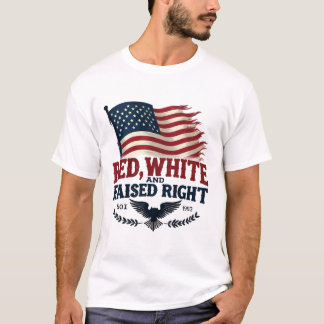 T-shirt Rouge, blanc et élevé droite avec l'aigle américai