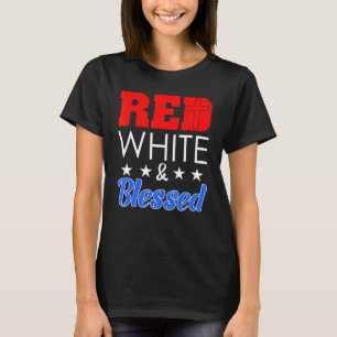 T-shirt Rouge Blanc Et Heureux Joyeux Jour De L'Indépendan