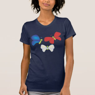 T-shirt Rouge, blanc et papillons