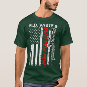 T-shirt Rouge Blanc Et Pew Patriotic Pro Gun AR15 Rifle US