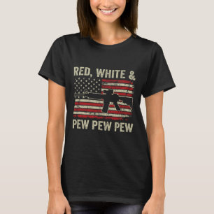 T-shirt Rouge Blanc Et Pew - Patriotique Pro Gun Ar15 Usa