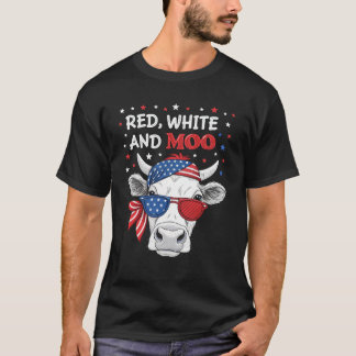 T-shirt Rouge Blanc et Vache Patriote Tee du 4 juillet