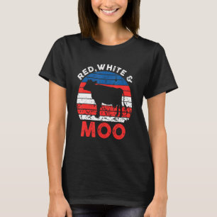 T-shirt Rouge blanc Moo mignonne American Cow Farmer 4 jui