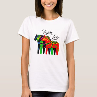 T-shirt Rouge/bleu/rose/vert Nordic Folk Dala cheval