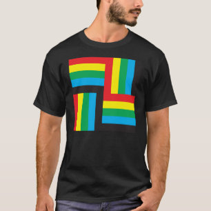T-shirt rouge bleu vert noir
