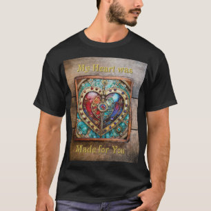 T-shirt Rouge & Bleu Vitrail Heart Steampunk Series