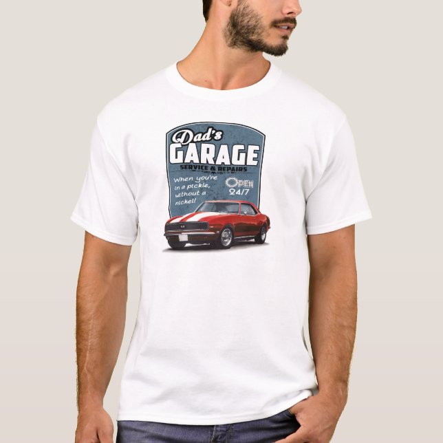 T-shirt Rouge Camaro du garage du papa (Devant)