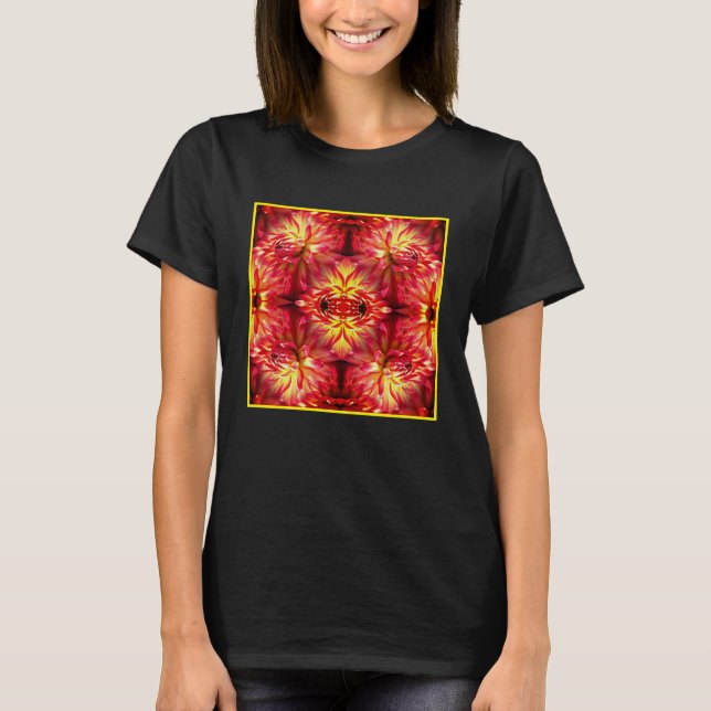 T-shirt Rouge Dahlia Fleur Abstraite Nature (Devant)