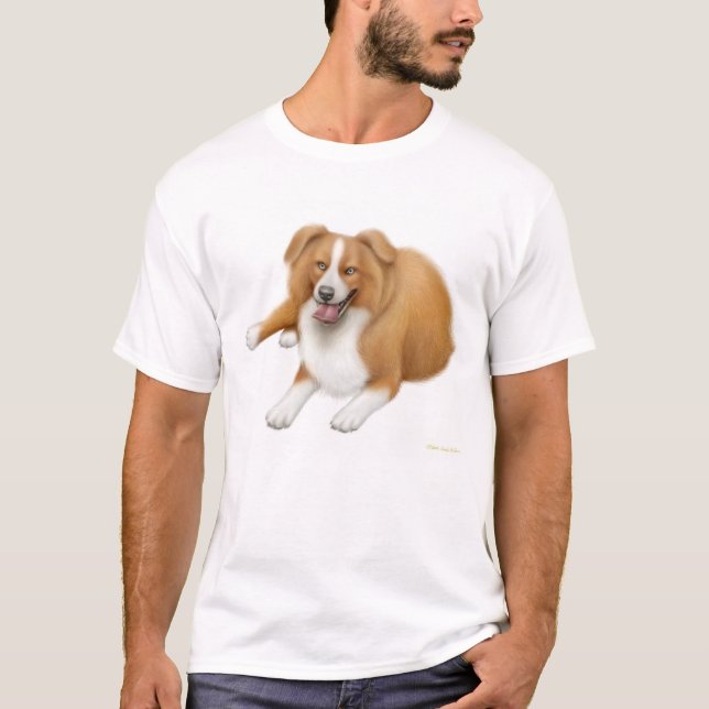 T-shirt rouge de border collie (Devant)