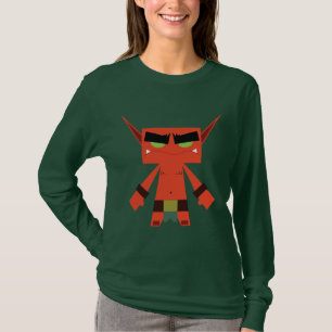 T-shirt rouge de douille d'elfe mauvais long
