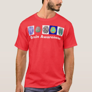 T-shirt Rouge de pièce en t de conscience de cerveau