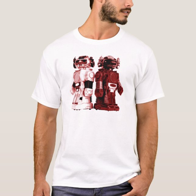 T-shirt rouge de robots (Devant)