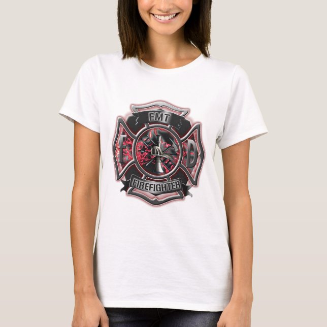 T-shirt Rouge de sapeur-pompier d'EMT (Devant)