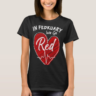 T-shirt Rouge En Février Nous Allons Red Femmes Maladie de