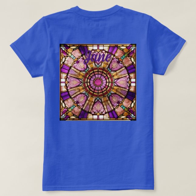 T-shirt rouge en verre rose, or et violet (Design dos)