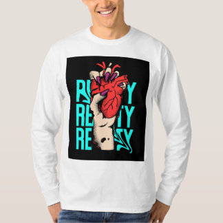 t-shirt rouge et bleu coeur rue