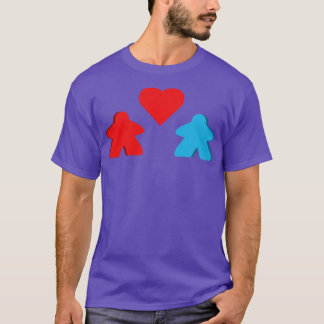 T-shirt Rouge Et Bleu Meeple Couple Jeu Valentines D