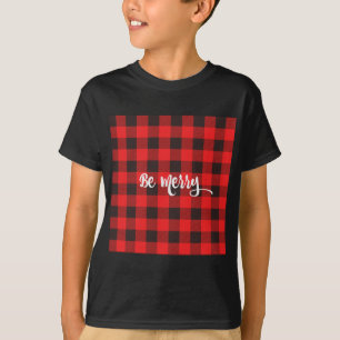 T-shirt Rouge et noir Buffalo Check Plaid BE MERRY