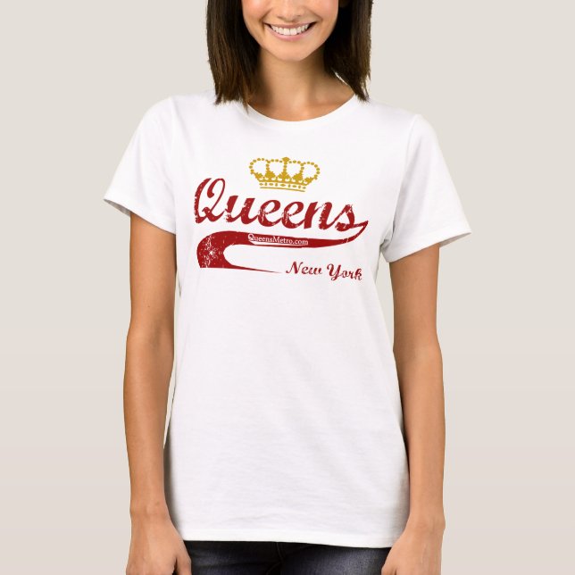 T-shirt Rouge et or - Queens, New York City NYC (Devant)
