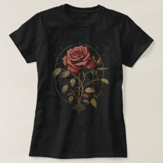 T-shirt Rouge Goth Rose Fleurs de cuisine artisanale Gothi