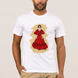T-shirt Rouge gras et bleu dans un design Croqui onirique