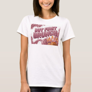 T-shirt Rouge Gras Mais D'abord Brunch Art Vestimentai