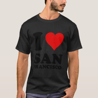T-shirt Rouge Il J'aime San Francisco