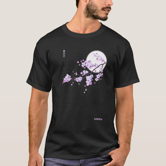 T-shirt Rouge japonais Sakura Cherry Fleur rose (Devant)