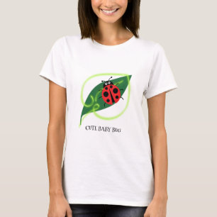 T-shirt Rouge mignonne coccinelle Vert Amour Feuil enfant