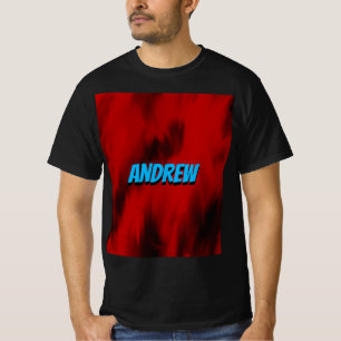 T-shirt Rouge noir flammes moderne géométrique tendance 1