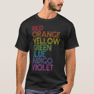 T-shirt Rouge orange vert jaune bleu Indigo violet arc-en-