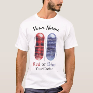T-shirt Rouge ou bleu - Votre choix Cyberpunk Pill Art