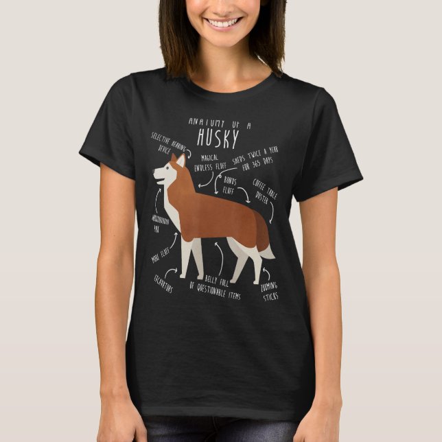 T-shirt Rouge Sibérie Husky Chien Anatomie Animaux de comp (Devant)