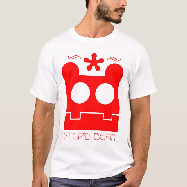 T-shirt rouge stupide d'usage d'ours (Devant)