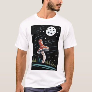T-shirt Rouge sur Champignons noirs pour arrière - plans b