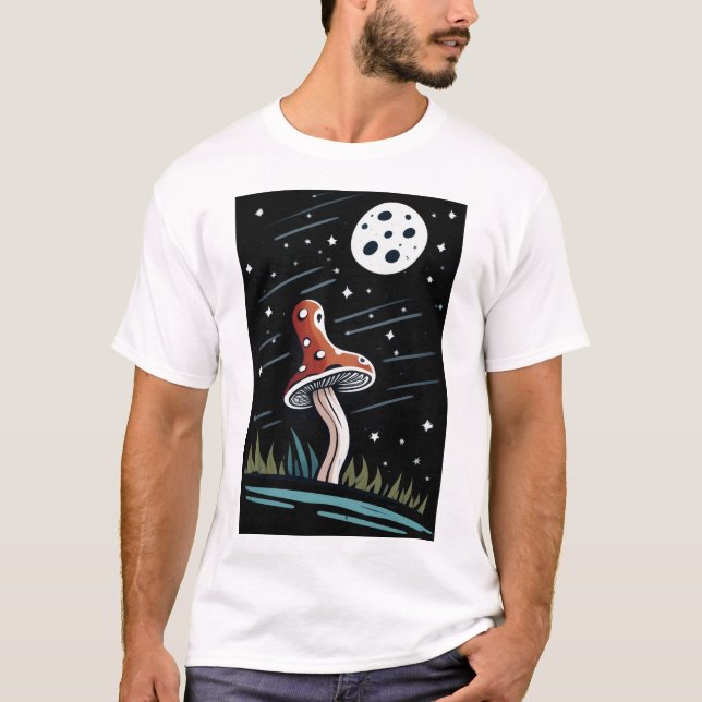 T-shirt Rouge sur Champignons noirs pour arrière - plans b (Devant)