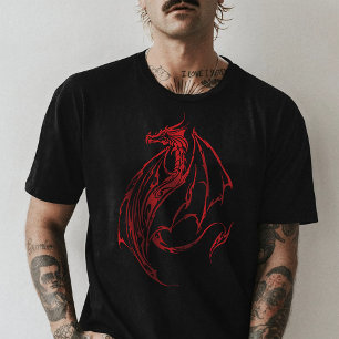 T-shirt Rouge Tribal Dragon Noir