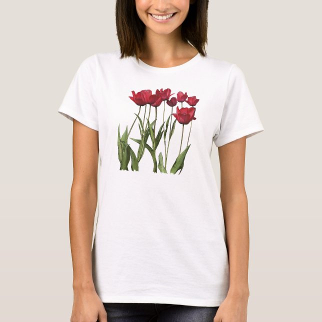 T-shirt ROUGE TULIPS Floral Art Design (Devant)